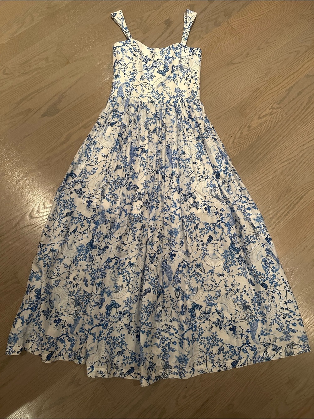 Aqua Blu Blue and White Floral Maxi Dress Sz XS